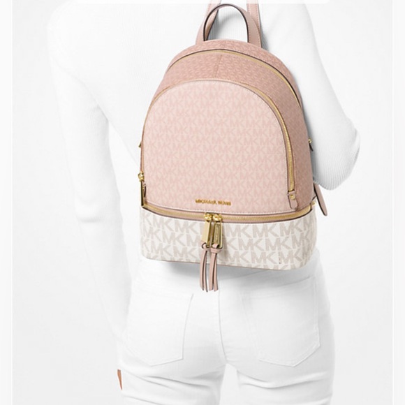 Michael Kors- Rhea Medium Cream Logo Backpack - Picture 9 of 10